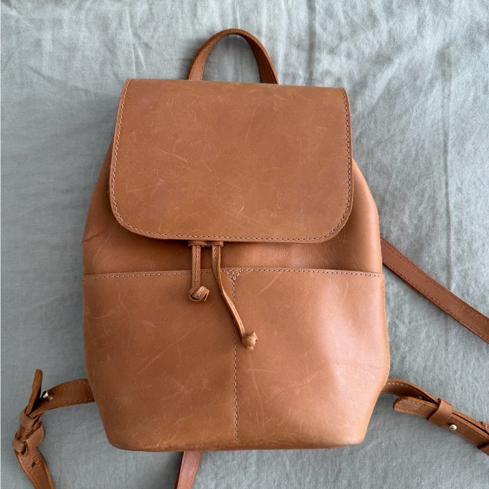 Parker Clay Abbey Leather drawstring tan Backpack